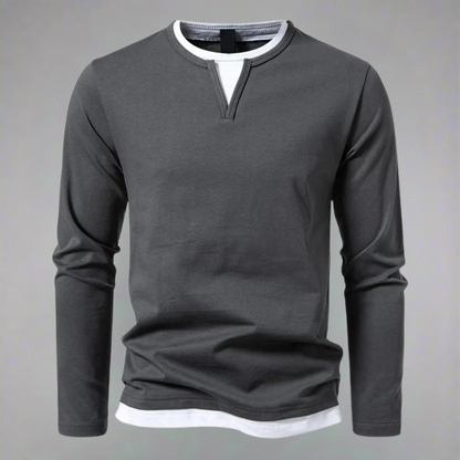 Liam® – V-Neck Long Sleeve Shirt, Modern Style