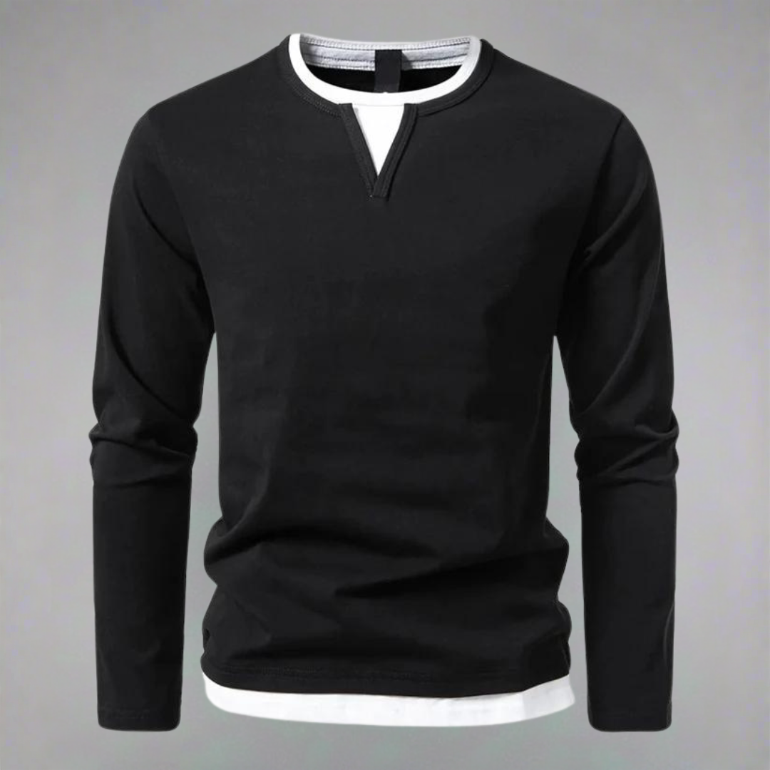 Liam® – V-Neck Long Sleeve Shirt, Modern Style